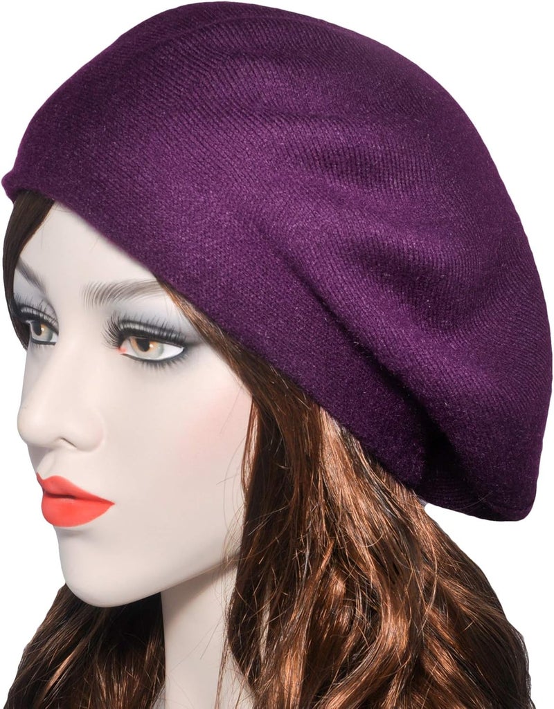 ZLYC Womens French Beret hat, Reversible Solid Color Mosaic Warm Beret Cap for Girls - Image 3
